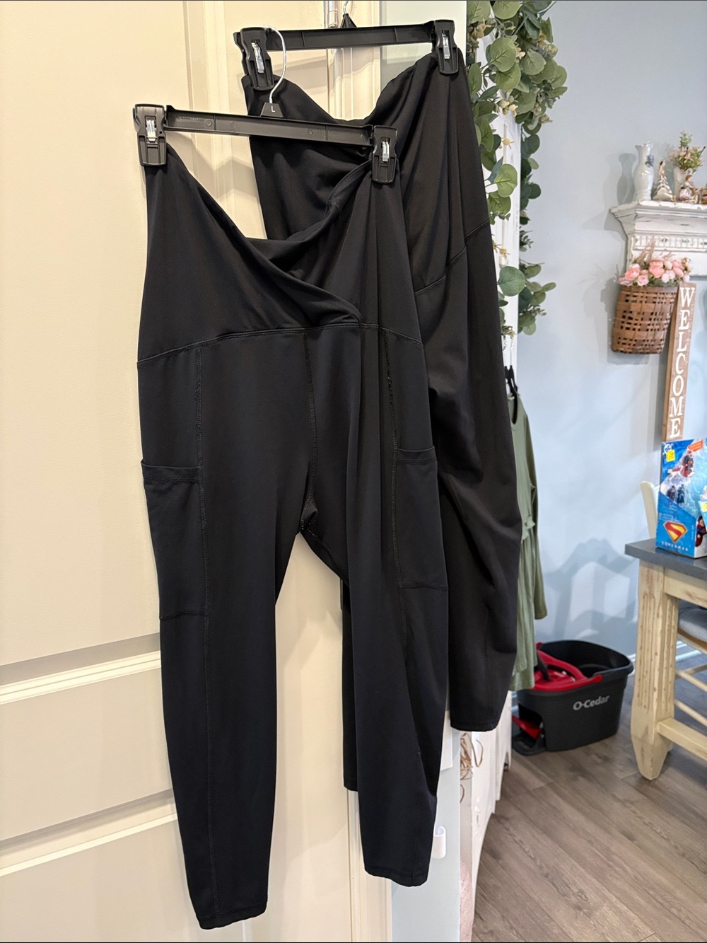 Black Women’s Ponte Leggings with Pockets Maternity 2 pairs
